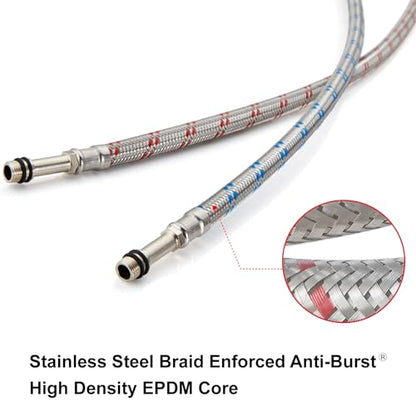 16-Inch Long Faucet Water Supply Lines, Braided Stainless Steel Supply Hose 3/8-Inch Female Compression Thread x M10 Male Connector, x 2 Pcs (1 Pair) - size: 16 Inch