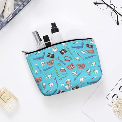 Supdreamc Fashion Makeup Cosmetic Case Clutch Bag, Teeth Dental Blue Cosmetic Train Case Organizer Large Capacity Carry On Bag, Luggage Pouch, Makeup Pouch for Women GirlGirls - color: Pattern 433