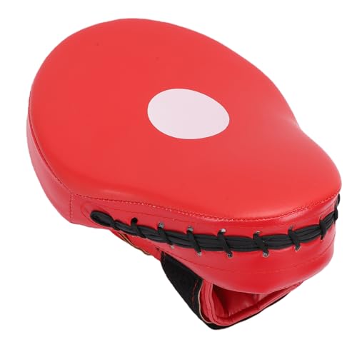 RiToEasysports Boxing Punching Mitt, PU Leather Curved Boxing Pad with Adjustable Strap, Training Hand Pad for Taekwondo Muay Thai, Adults Kids All Skill Levels - color: Red