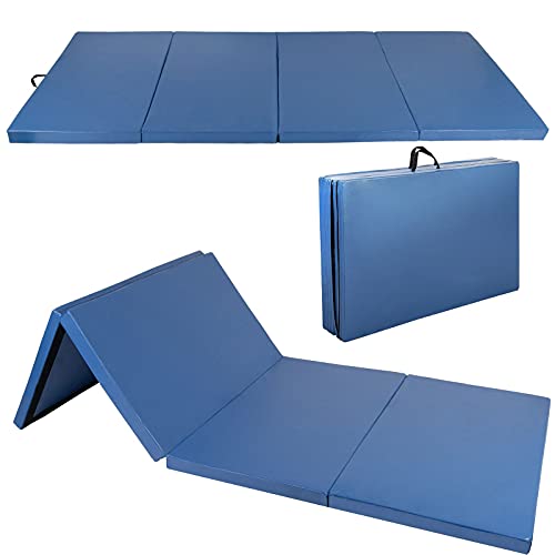 Polar Aurora 4'x8'x2 Thick Folding Gymnastics Exercise Mat Aerobics Stretching Yoga Mats - color: Blue