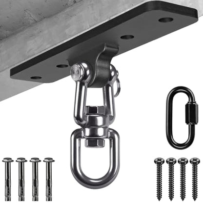 SELEWARE Boxing Punching Bag Hanger, Heavy Bag Bracket - color: 360° Swivel Hanger with Carabiner