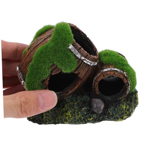 TOYANDONA Resin Barrel Fish Tank Decor Realistic Aquarium Hideout for Betta Shrimp Cichlids Durable Prop for Natural Layout Sturdy Fish Cave Rustic Style