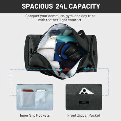 MIER Small Gym Duffle Bag with Shoe Compartment & Wet Pocket, 24L,Gray - color: dark grey, size: 24L