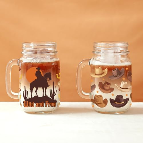 UV DTF Cup Wraps Transfer Stickers Western Cowboys Pattern, 10 Sheets Waterproof Custom Vinyl Transfer Sticker 16oz Coffee Glass Cup Tumbler Bottle Mug Decals for Men Women - style: Western Cowboys