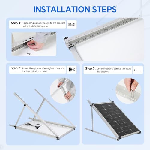 45 Inch 4 Sets Solar Panel Mounting Brackets Kit 0-90 Adjustable Solar Panel Tilt Mount Brackets for 100-400W Panels Windproof for Roof,RV,Ground,Boat and Off-Grid. (4Sets)