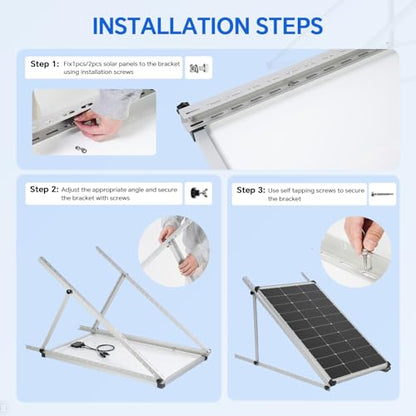 45 Inch 4 Sets Solar Panel Mounting Brackets Kit 0-90 Adjustable Solar Panel Tilt Mount Brackets for 100-400W Panels Windproof for Roof,RV,Ground,Boat and Off-Grid. (4Sets)