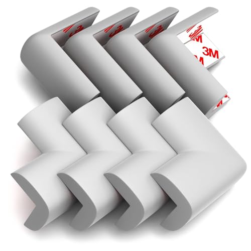 8-Pack Baby Proofing Corner Guards, Soft Rubber Corner Protectors for Furniture, 3M Adhesive Pre-Taped Corner Bumper Guards, Child Proof Safety for Fireplace, Table, Cabinet & Stairs, Grey - color: Gray, size: 8corners