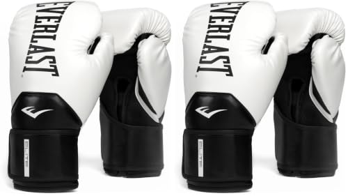 Everlast Elite 2 Boxing Gloves - color: White/Black, size: 16 oz (Pack of 2)