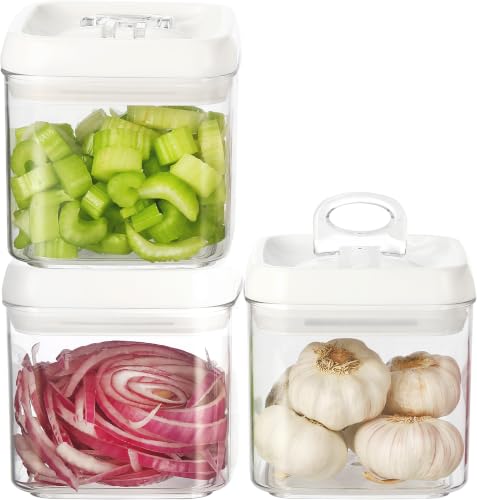 Felli Flip Tite Food Storage Container 5" LARGE Size Airtight Lid Lock Top, Stackable Kitchen Canister for Space Saving, Pantry Fridge Cupboard Organizer, Spice Seasoning Pet Treats Snack (1.1 qt) - color: White, size: 5"