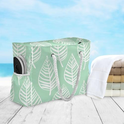 senya Large Beach Bags Totes Canvas Tote Shoulder Bag Soft Wave Water Resistant Bags for Gym Travel Daily Ocean - color: Palm Leaves