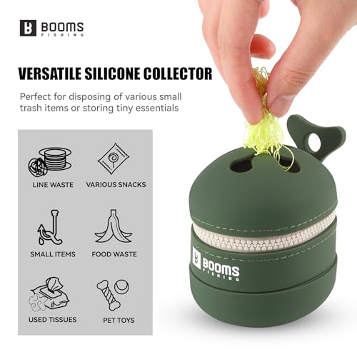 Booms Fishing Portable Trash Pouch: Silicone Expandable & Collapsible Fishing Line Waste Cantainer - Eco-Friendly Reusable Garbage Holder for Fishing, Hiking, Camping & Outdoor Activities - ST2 Green