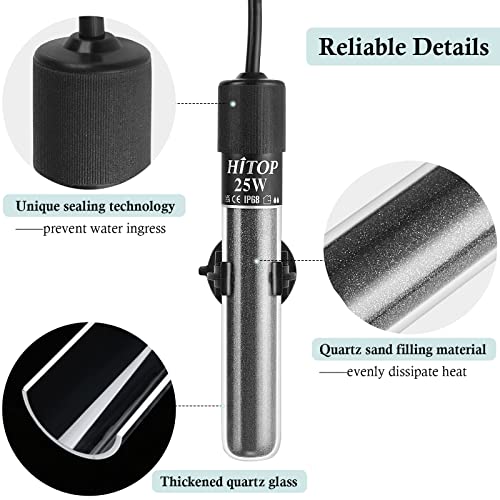 Compact Submersible Aquarium Heater -25W Digital Heater for Fish Tank Turtle Tank, for Saltwater and Fresh Water with Temperature Controller