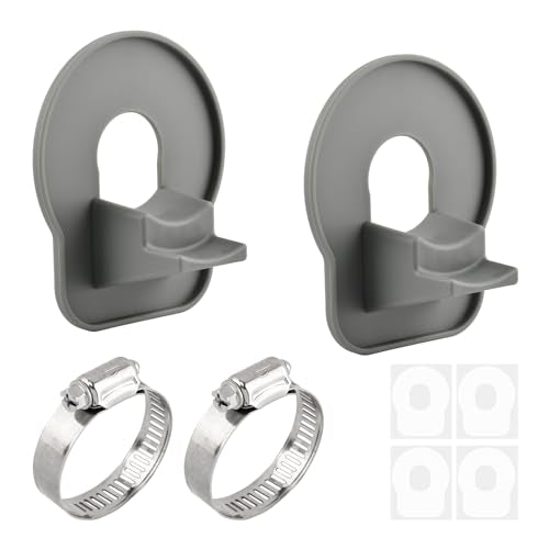 Pool Hose Holder for Above Ground Pools, 2 Pack 1.25 in (32 mm) Hose Support Brackets, Adhesive Mount with Clamps, Holder Size 3.7 x 3.14 x 4.4 in, For Inlet Outlet Hoses