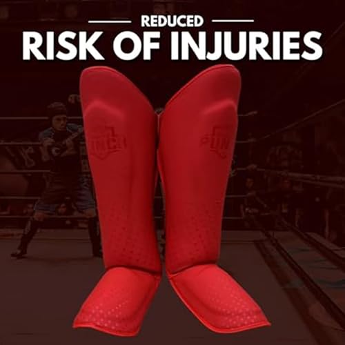 Martial Arts Shin Guards, Leg Protection for MMA, Kickboxing Training Instep Protection, Muay Thai Martial Arts Sparring Training Gear - color: RED, size: X-Small