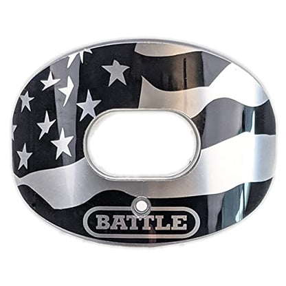 Battle Sports American Flag 2.0 Chrome Oxygen Mouthguard, Silver, Sliver | Maximum protection, Safe secure comfortable fit, Built-in airflow channels, Advanced composite material, No boiling required - color: Sliver