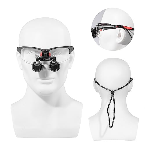 3.5x420MM Angle Adjustable Binocular Loupes Magnifier Glasses Loupes with Cloth Case (Black) - color: Black