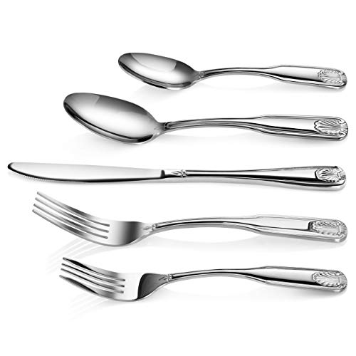 New Star Foodservice Shell Pattern 18/0 Stainless Steel Flatware Set, 60-Piece Set, Commercial Grade - size: 60-Piece Flatware Set