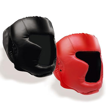 2 Pack Boxing Headgear for Men and Women, Adjustable Sparring Head Guard for Boxing, MMA, Kickboxing, Muay Thai and Taekwondo Training - color: Black,Red