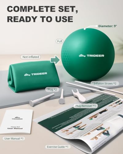 Trideer Exercise Ball for Physical Therapy, 9 Inch Pilates Ball - color: Green (with inflation straw)