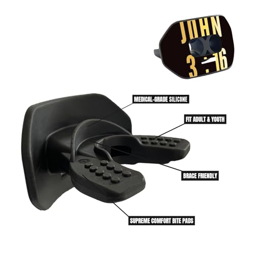 O Shield Vortex Graphic Football Mouth Guard, John 3:16 Black - color: John 3:16 Black
