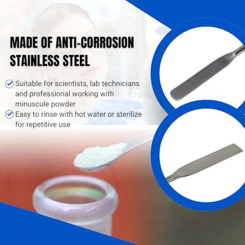Stainless Steel Lab Laboratory Mini Double-Ended Spatula Micro Square/Round End Sampler - 9" (1)
