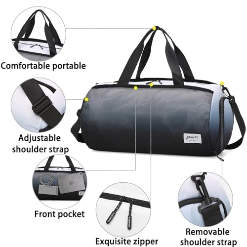 BESMART Gym Bags for Men with Side Pocket，38L Large Sports Gym Duffle Bag | Adjustable Strap&Shoe Compartment, Waterproof,Spacious,Wet Pocket,Durable Duffel Bag for Gym,Travel, Fitness,Black Gradient - color: Black Gradient with TPU POCKET