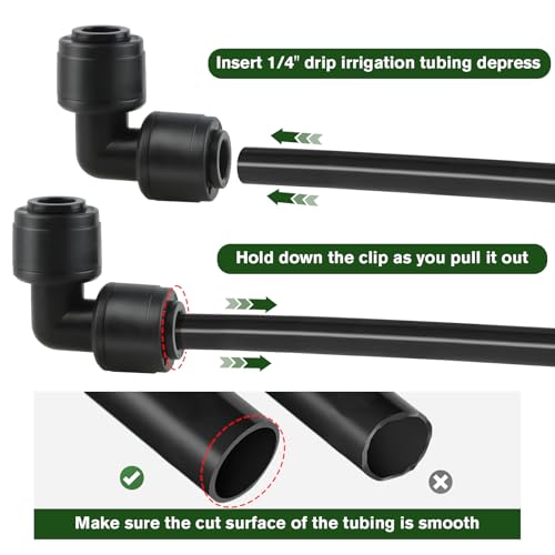 Kalolary 30Pack Quick Connect 1/4" Drip Irrigation Elbow Connector, Universal Barbed Elbow Fittings for 1/4" Irrigation Tubing Leak Free Fittings for Sprinkler or Drip Irrigation System