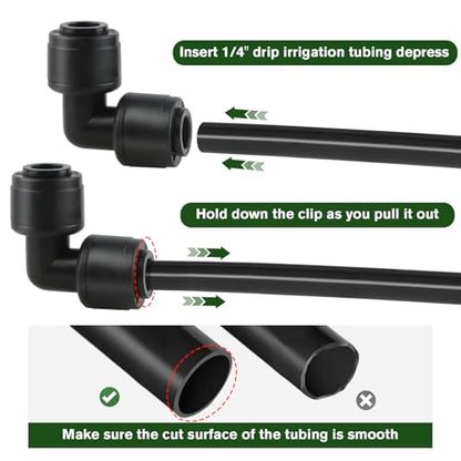 Kalolary 30Pack Quick Connect 1/4" Drip Irrigation Elbow Connector, Universal Barbed Elbow Fittings for 1/4" Irrigation Tubing Leak Free Fittings for Sprinkler or Drip Irrigation System