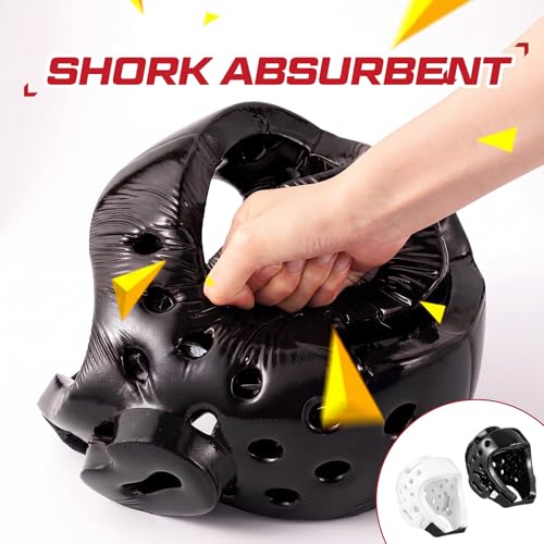 2 Pcs Taekwondo Karate Headgear MMA Martial Arts Helmet Soft Head Guard Protection Sparring Gear Helmet Boxing for Men Women Thai Kickboxing Grappling Muay Taekwondo - color: White and Black, size: Large