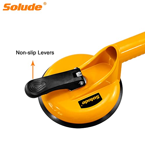 2 Pack Glass Suction Cup,Aluminium Heavy Duty Vacuum Lifter for Moving Glass/Window/Tiles/Mirror/Granite,Double Gripper Sucker Plate,Yellow