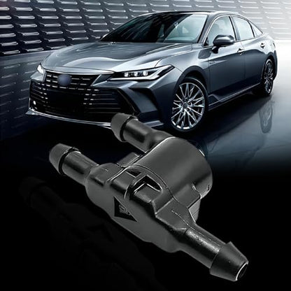 2 PCS Car Windshield Wiper Washer Check Valve, 3 Port Cleaning Nozzle Replacement 8532128020, Wiper Spray Pipe Cleaning Connector Accessory, Compatible with Toyota Lexus (Black)