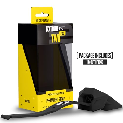 Nxtrnd Two Pro Football Mouth Guard, Permanent Strap, Fits Adult & Youth (Black) - color: Black Pro