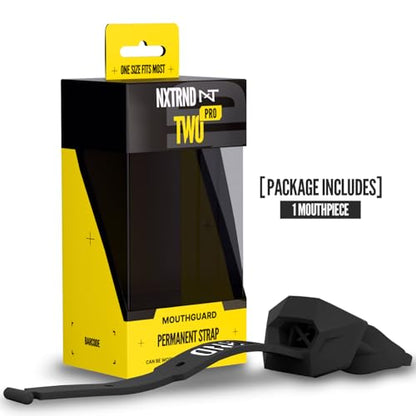 Nxtrnd Two Pro Football Mouth Guard, Permanent Strap, Fits Adult & Youth (Black) - color: Black Pro