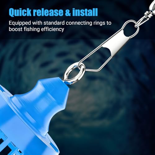 10Pcs Fishing Bait Cage, Sea Fishing Feeder with Locking Swivel, Large Capacity Groundbait Holder for Shrimp Pellet, Quick Release - size: Large