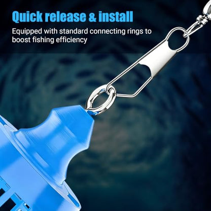 10Pcs Fishing Bait Cage, Sea Fishing Feeder with Locking Swivel, Large Capacity Groundbait Holder for Shrimp Pellet, Quick Release - size: Small