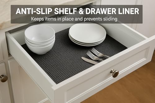 Non-Adhesive Shelf & Drawer Liner 12" x 36" Black – Non Slip Grip Liner, Cut to Fit Cabinet Drawer Mat for Kitchen Shelves, Desks & Storage – Dependable Industries Inc. Essentials