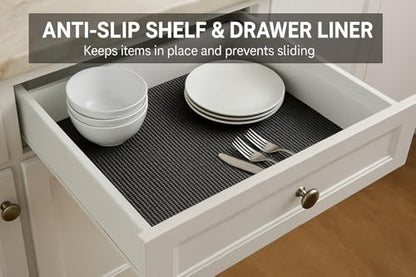 Non-Adhesive Shelf & Drawer Liner 12" x 36" Black – Non Slip Grip Liner, Cut to Fit Cabinet Drawer Mat for Kitchen Shelves, Desks & Storage – Dependable Industries Inc. Essentials