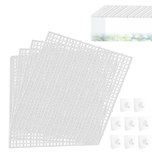 4 PCS Aquarium lid Hood, Fish Tank Top Cover, Plastic Grid Panel Fish Tank Lid Aquarium Cover lid to Prevent Fish from Jumping Out of The Tank and Reptile Pet from Escaping