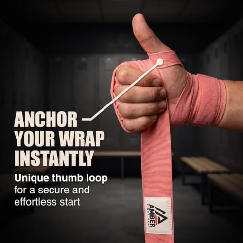 Amber Fight Gear Semi Elastic Professional 180-Inch Hand Wraps with Hook and Loop Closure for Boxing Kickboxing Muay Thai MMA for Men and Women - color: Pink