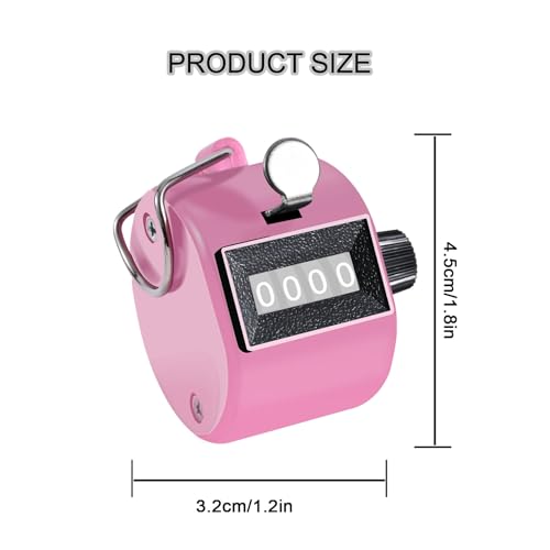 TESEAS Clicker Counter Handheld Tally Counter 4-Digit Number Counter, 2 Pack Hand Mechanical Counters Clickers Pitch Umpire Click Counter for Coaching, Knitting, People, Lap, Fishing, Golf, - color: 1pc pink