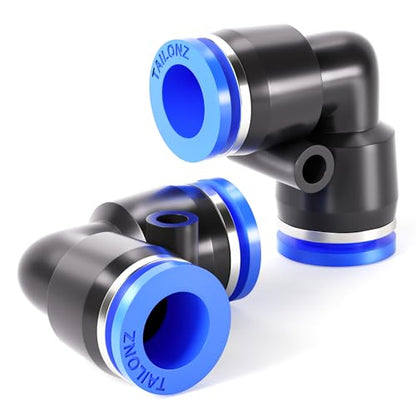 TAILONZ PNEUMATIC Blue Elbow 1/4 inch Tube OD 90 Push to Connect Tube Fittings Push Lock PV-1/4 (Pack of 10) - color: Blue-Elbow, size: 1/4"OD 10PCS