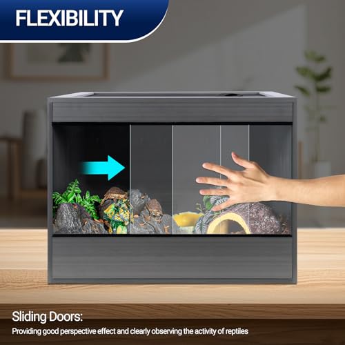34 Gallon Reptile Enclosure, 24x18x18 Composite Wood & Plastic Reptile Terrarium, 24" Wide Lightweight Eco Reptile Habitat Lounge for Crested Leopard Gecko Lizard Snake Tortoise - size: 24x18x18 inch