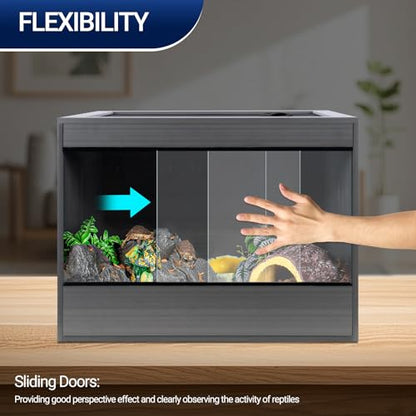 34 Gallon Reptile Enclosure, 24x18x18 Composite Wood & Plastic Reptile Terrarium, 24" Wide Lightweight Eco Reptile Habitat Lounge for Crested Leopard Gecko Lizard Snake Tortoise - size: 24x18x18 inch