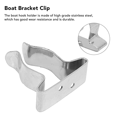 Stainless Steel Boat Hook Spring Clamp Holder Bracket Clip Versatile Hook for Boat RV Home Silver
