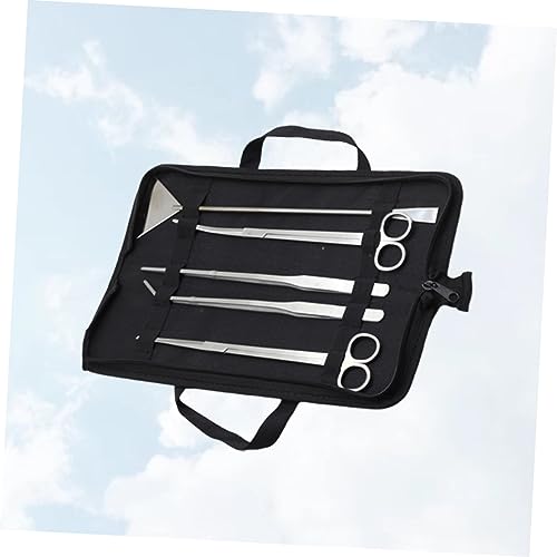 balacoo 5pcs Stainless Steel Aquarium Maintenance Tool Includes Scissors Tweezers Sand Scraper for Aquascaping for Freshwater Plants Comes with Canvas Storage Bag