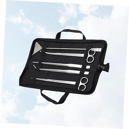 balacoo 5pcs Stainless Steel Aquarium Maintenance Tool Includes Scissors Tweezers Sand Scraper for Aquascaping for Freshwater Plants Comes with Canvas Storage Bag