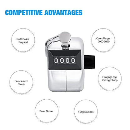 2PCS SET Portable 4 Digit HandHeld Number Click Golf Counter Tally Recorder