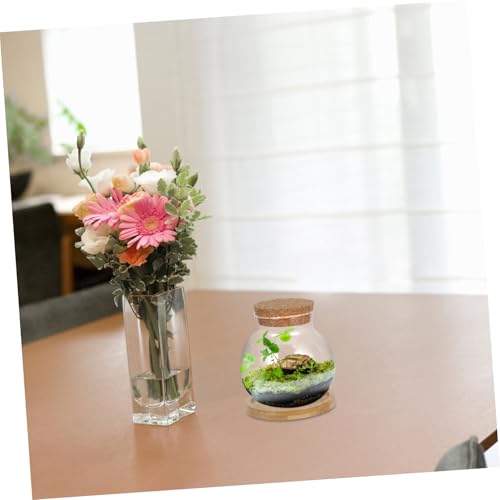Luxshiny 2set Hydroponic Fish Bowls Glass Aquariums Cushion Cork Lid Stylish Terrarium Holders for Decoration Small for Betta Plants and Hydroponics