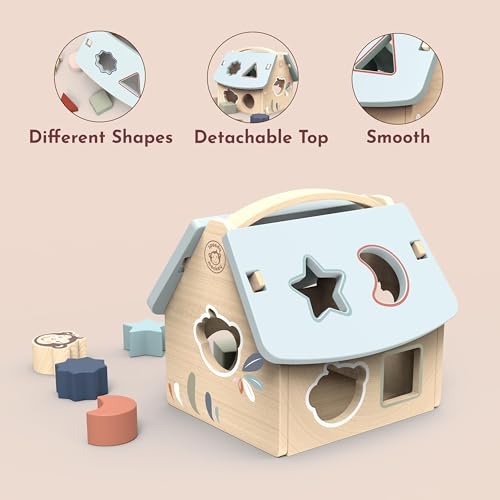 SPEEDY MONKEY Wooden House Shape Sorter | 8 Blocks & Monkey Character - color: Monkey House