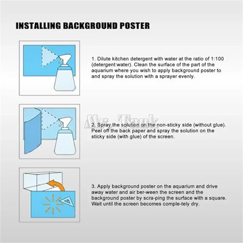 Aquarium Background 3D Effect Aquarium Background Sticker Static Cling Film Fish Tank(24x16 inch) - size: 24x16 inch